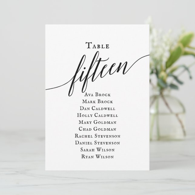 Svart Elegant Bordsnummer 15 Sittdiagram (Stående Fram)