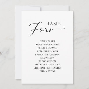 Svart elegant Bordsnummer 4 Sittdiagram