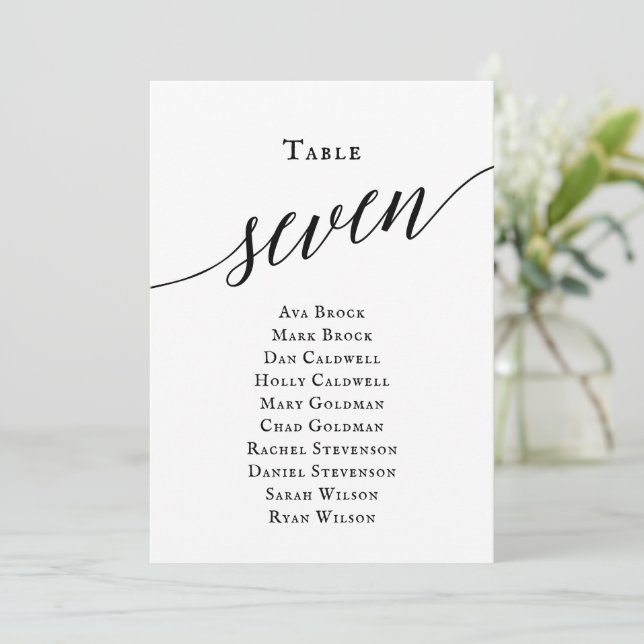 Svart Elegant Bordsnummer 7 Sittdiagram (Stående Fram)