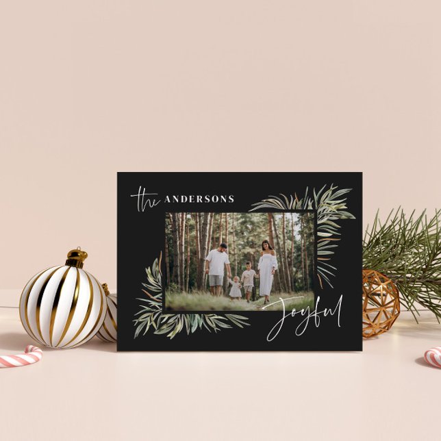 Svart elegant botaniskt foto - enkel jul julkort (Skapare uppladdad)