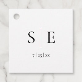 Svart Elegant Bröllopsmonogram i Guld Gåvor Etiketter