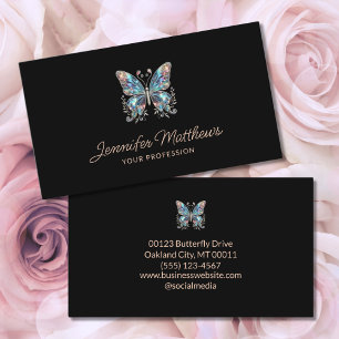 Svart elegant Butterfly-skript Visitkort