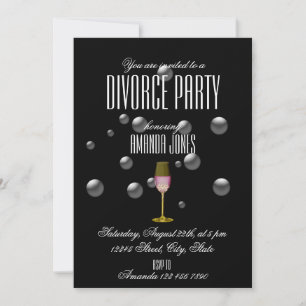Svart elegant champagne skilsmässa fest inbjudningar