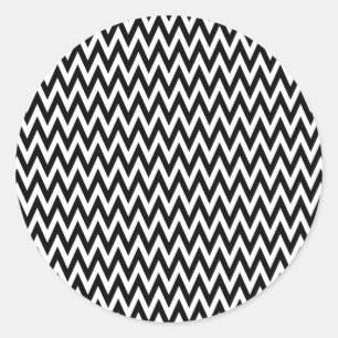 Svart Elegant Chevron Design Runt Klistermärke