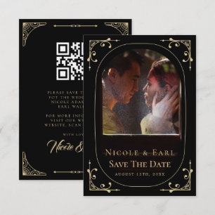 Svart Elegant-deco Qr-kod Foto Spara datum Datumet