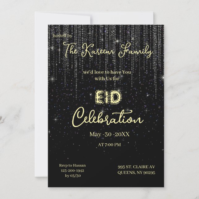 Svart Elegant Eid Firande Eid Fest Inbjudan (Framsida)