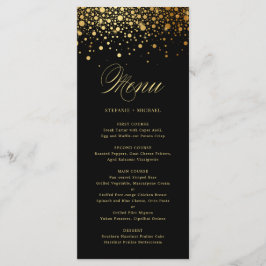 Svart Elegant Faux guldfeta konfetti Bröllop Meny