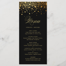 Svart Elegant Faux guldfeta konfetti Bröllop Meny