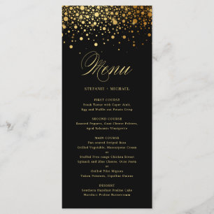 Svart Elegant Faux guldfeta konfetti Bröllop Meny