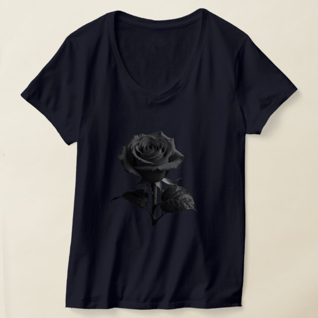 Svart elegant Flower T-Shirt (Laydown)