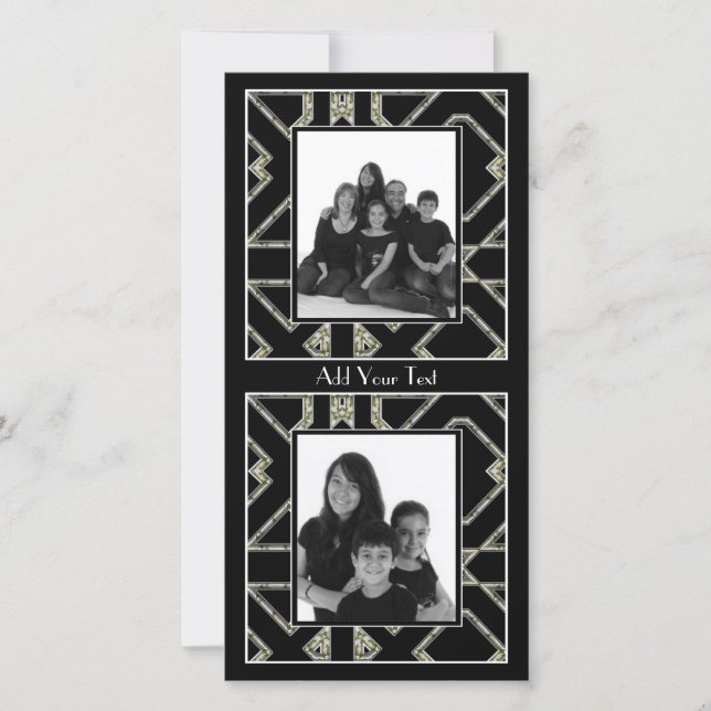 Svart Elegant för fotokort Art Deco (Framsida)