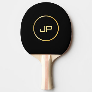 Svart Elegant för personlig Guld Monogram Pingisracket