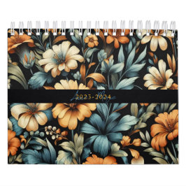 Svart elegant för rustik vintage i blommigt kalender