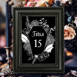 Svart elegant Gothic Blommigt Wedding Reception Bordsnummer