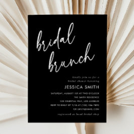 Svart Elegant Handskriven Bröllopsbrunch för Brude Inbjudningar