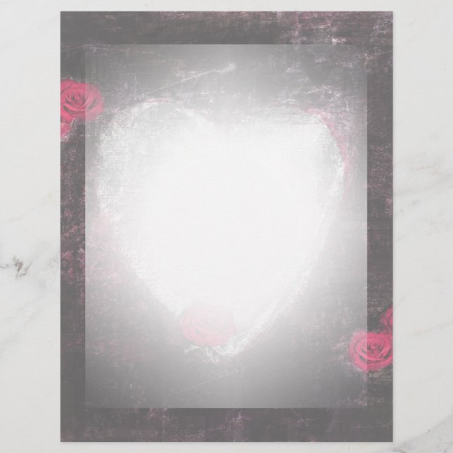 Svart Elegant Heart & Ro Letterhead (Framsida)