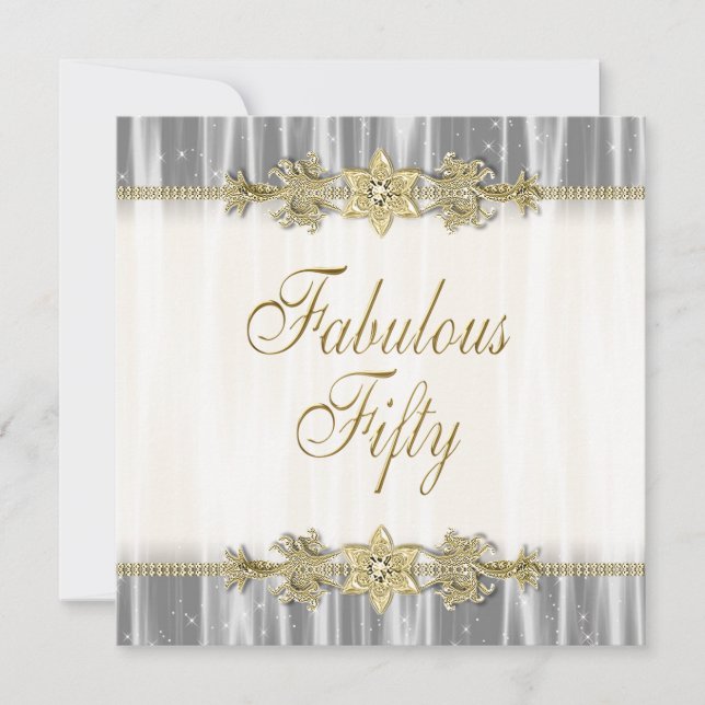 Svart Elegant i Guld, kvinnor i 50:e Födelsedagsfe Inbjudningar (Framsida)