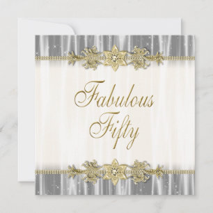 Svart Elegant i Guld, kvinnor i 50:e Födelsedagsfe Inbjudningar