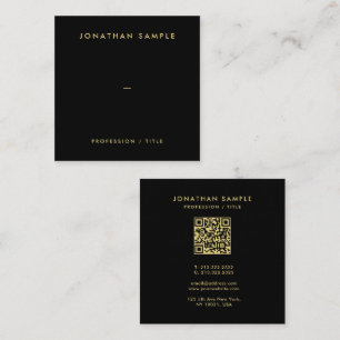 Svart Elegant i Guld-textmodern QR-kod Fyrkantigt Visitkort