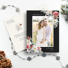 Svart Elegant Jul Foto Högtidlig Julkort