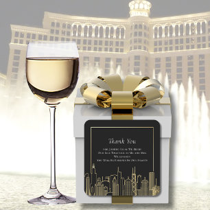 Svart elegant Las Vegas-siluett Tack Fyrkantigt Klistermärke