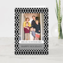 Svart Elegant Lattice Helgdag Photo Greeting Card Helgkort