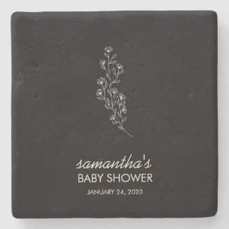 Svart elegant linje konst blomma stenunderlägg