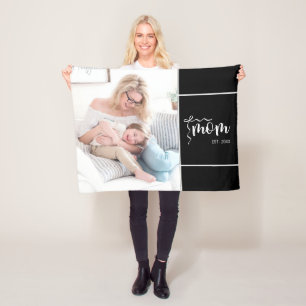 Svart Elegant Mamma Etablerad Båge Lägg till Foto Fleecefilt