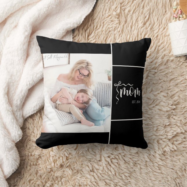 Svart Elegant Mamma Lade Till Ett Foto Kudde (Filt)