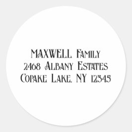 Svart Elegant med fetstil, efternamn Runt Klistermärke