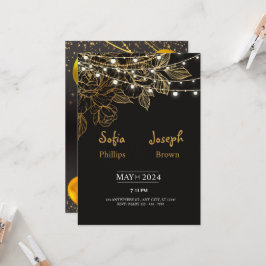 Svart Elegant - minimalistisk bröllopsinbjudan Inbjudningar