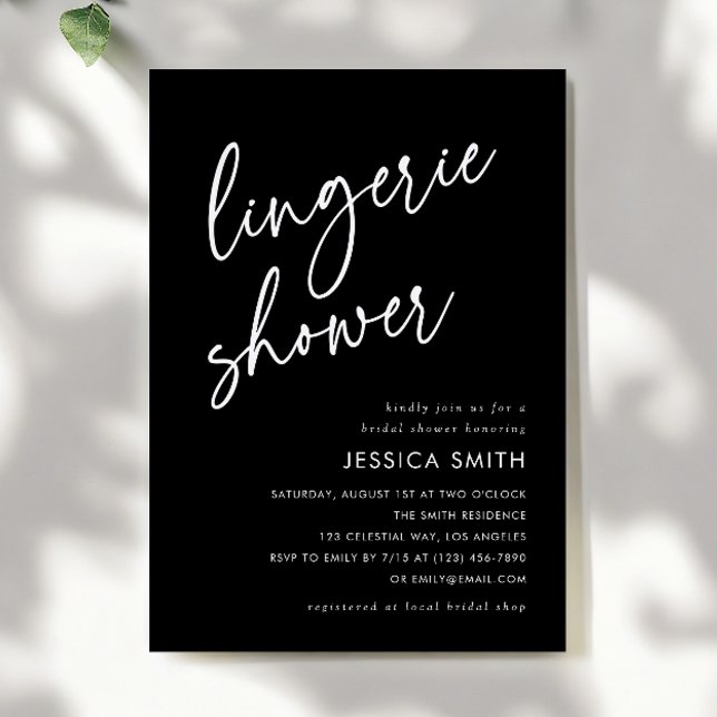 Svart Elegant Minimalistisk Underkläder Shower Inbjudningar (Skapare uppladdad)