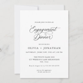 Svart Elegant Modern Calligraphy Förlovning Dinner Inbjudningar