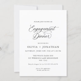 Svart Elegant Modern Calligraphy Förlovning Dinner Inbjudningar