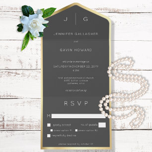 Svart Elegant Modern Monogram-middag