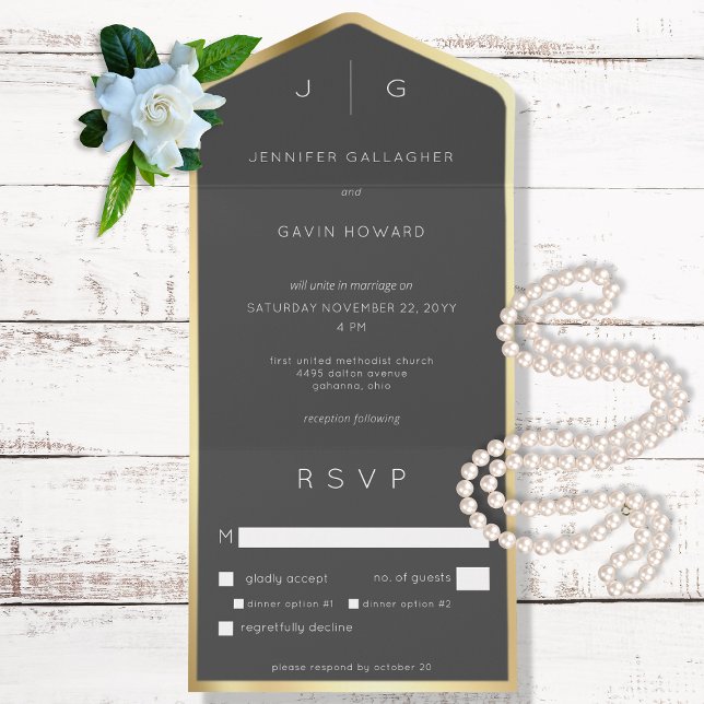Svart Elegant Modern Monogram-middag (Skapare uppladdad)