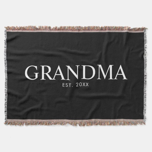 Svart Elegant Modern Mormor Filt (Framsidan)