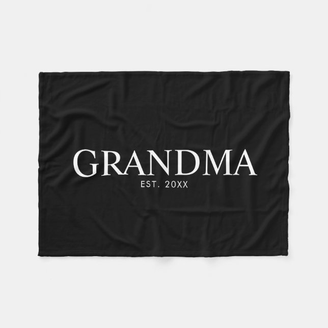 Svart Elegant Modern Mormor Fleecefilt (Framsidan (Horisontell))