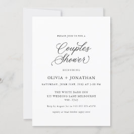 Svart Elegant Modern Par Shower Calligraphy Inbjudningar