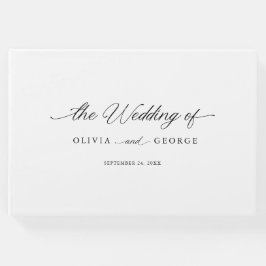 Svart Elegant Modern Script Calligraphy Gästböcker