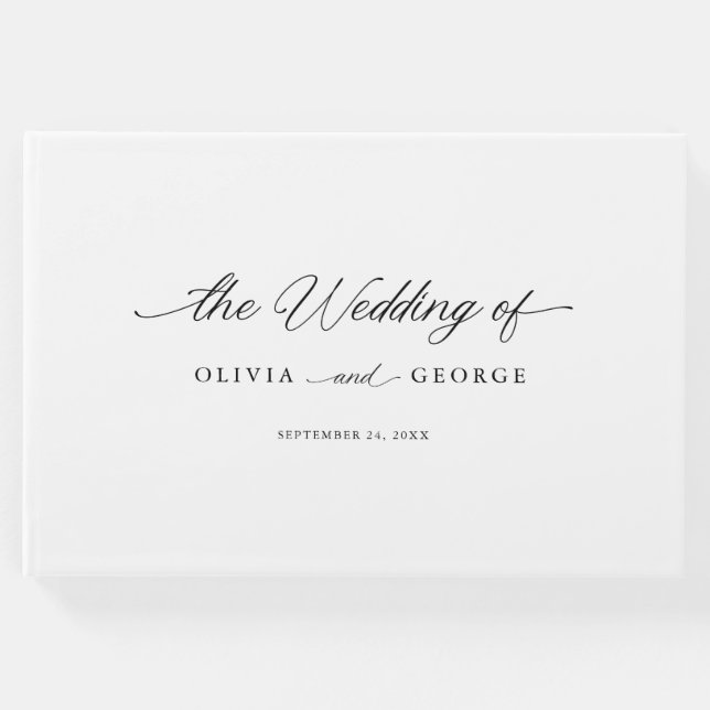 Svart Elegant Modern Script Calligraphy Gästböcker (Framsida)