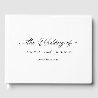 Svart Elegant Modern Script Calligraphy Gästböcker