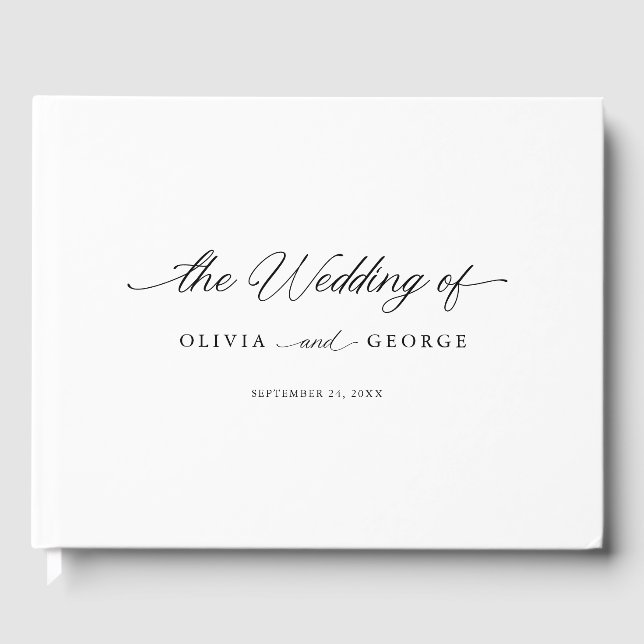 Svart Elegant Modern Script Calligraphy Gästböcker (Framsida)