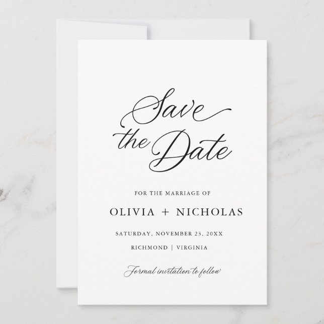 Svart Elegant Modern Script Calligraphy Inbjudningar (Framsida)