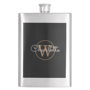 Svart elegant modern skrift med guldmonogram fickplunta