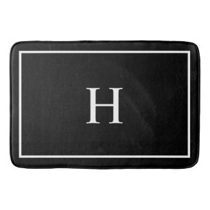 Svart Elegant Modernt Monogram Badrumsmatta