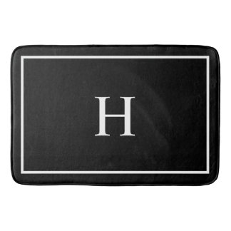 Svart Elegant Modernt Monogram Badrumsmatta