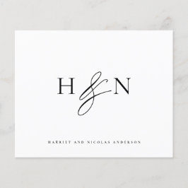 Svart Elegant, Monogram Bröllop tackkort