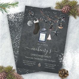 Svart Elegant och Moody jul Party Inbjudningar