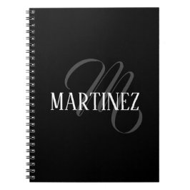 Svart Elegant Personlig efternamn | NAMN Anteckningsbok
